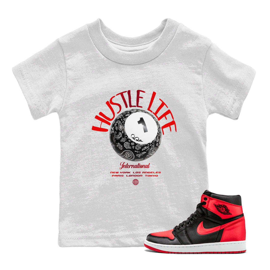 Hustle Life snkmatch Tee Kids - Air Jordan 1 Satin Bred