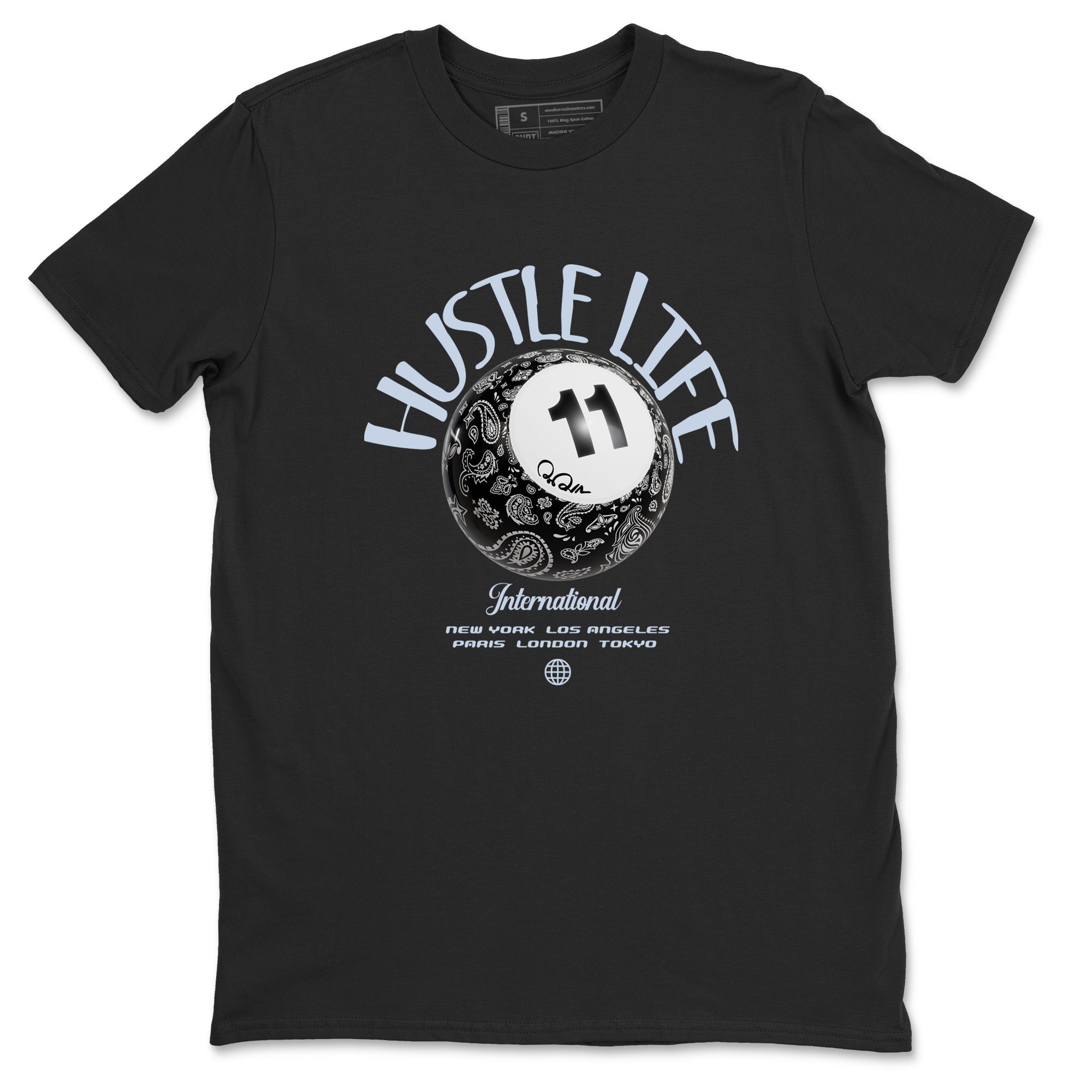 Hustle Life snkmatch Tees - Air Jordan 11 Black and Varsity Royal