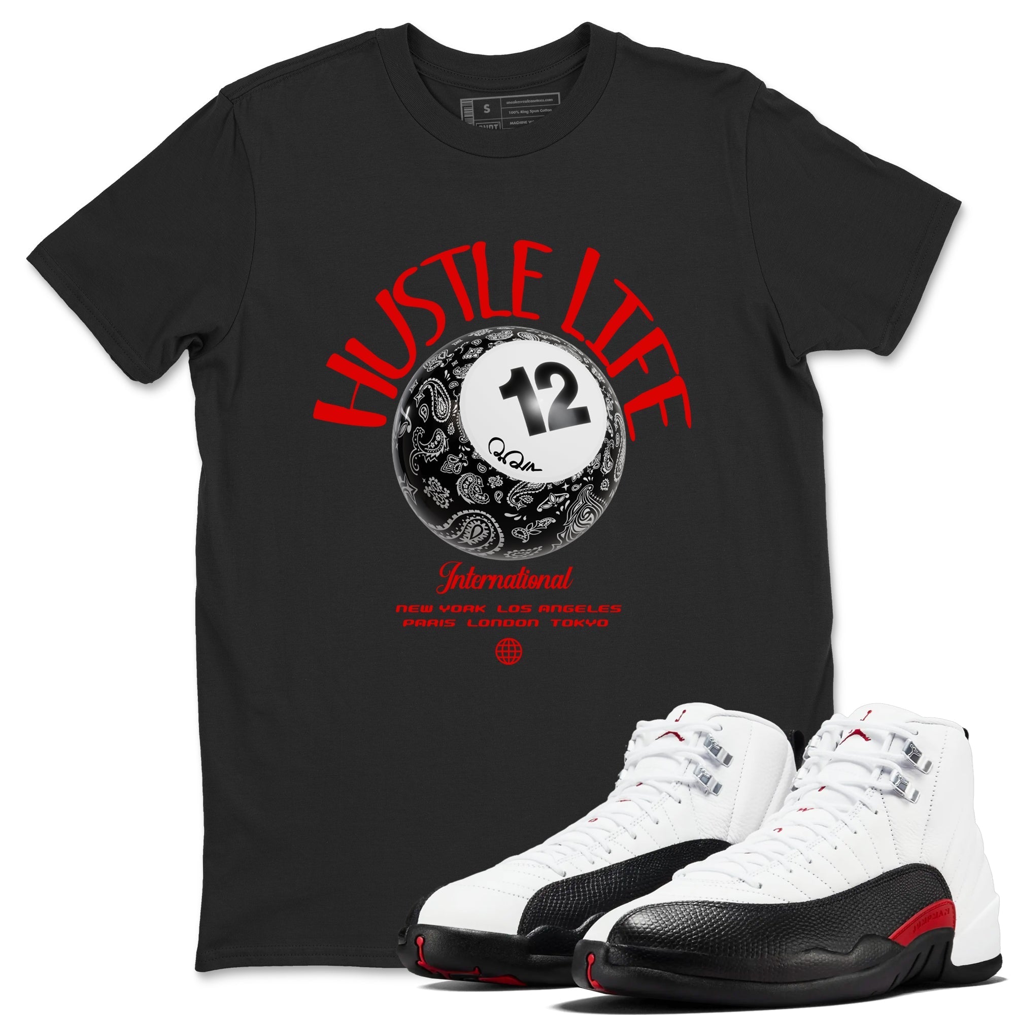 Hustle Life snkmatch Tees - Air Jordan 12 Taxi Flip