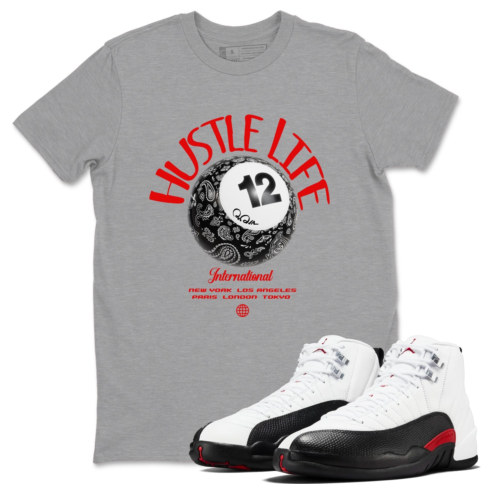 Hustle Life snkmatch Tees - Air Jordan 12 Taxi Flip