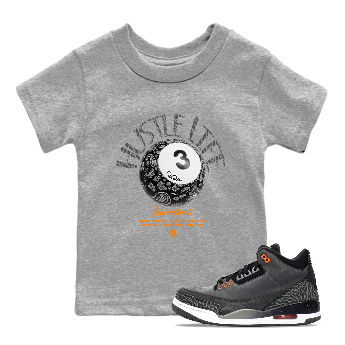 Hustle Life snkmatch Tee Kids - Air Jordan 3 Fear