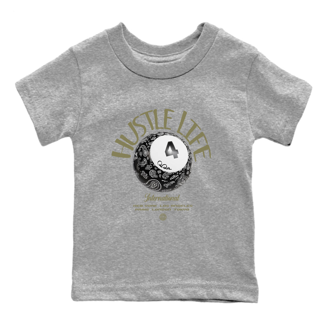 Hustle Life snkmatch Tee Kids - Air Jordan 4 Medium Olive