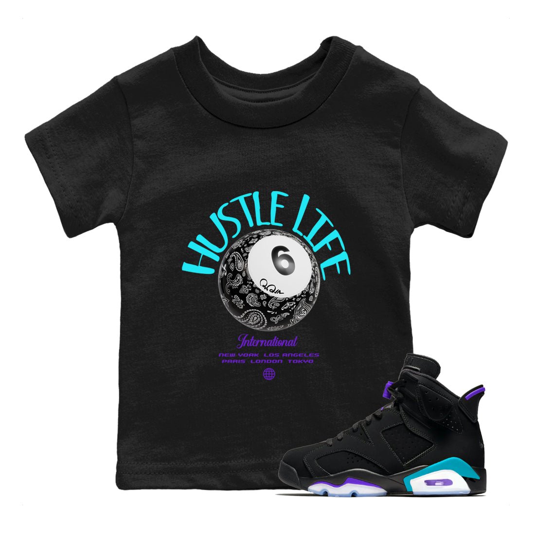 Hustle Life snkmatch Tee Kids - Air Jordan 6 Aqua