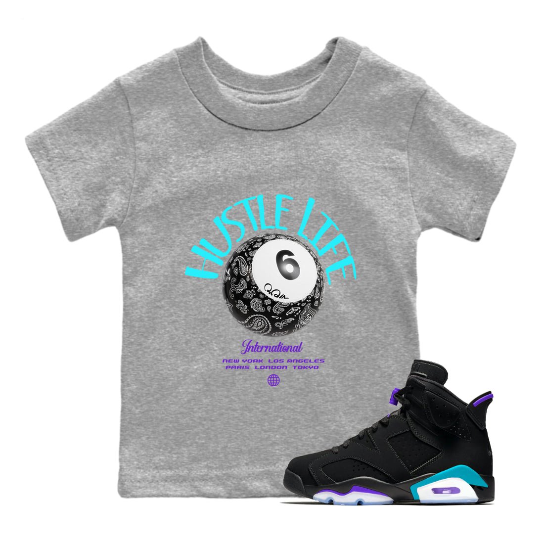 Hustle Life snkmatch Tee Kids - Air Jordan 6 Aqua