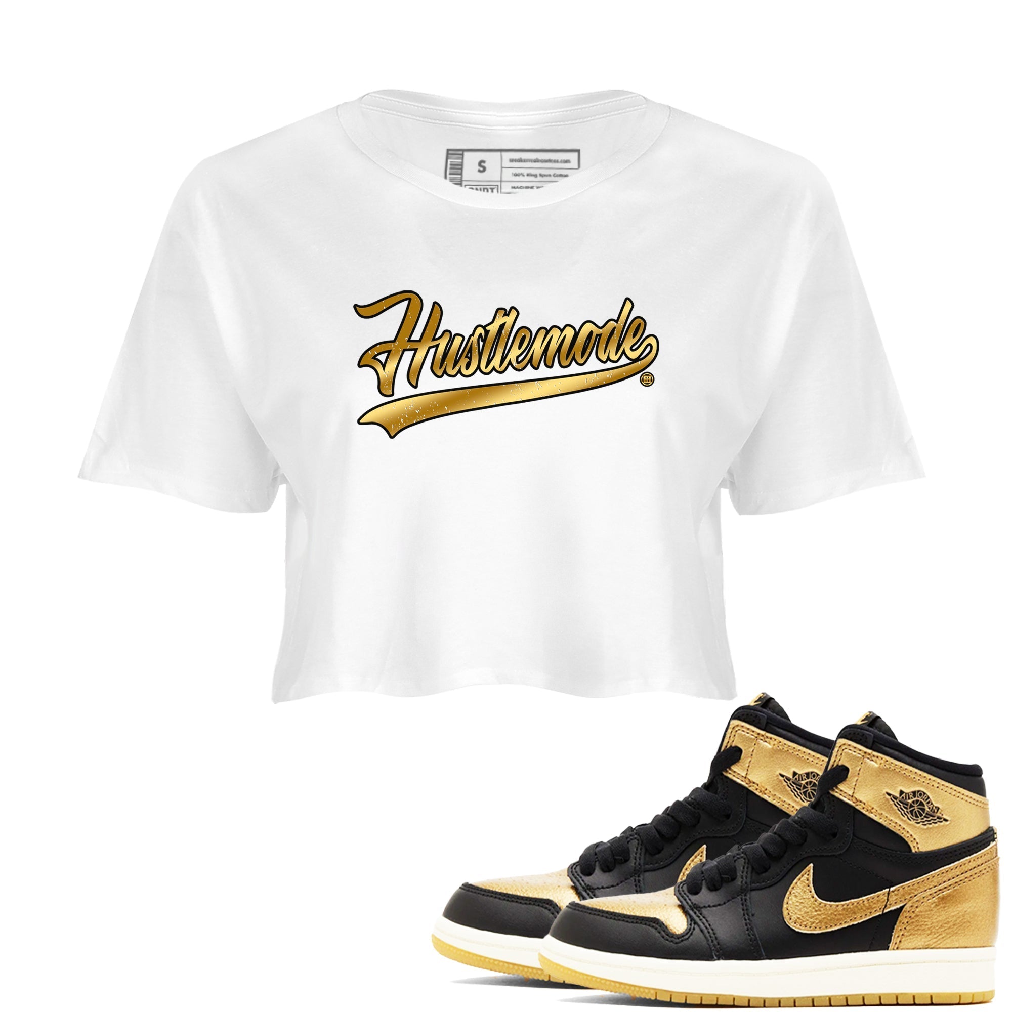 Hustle Mode snkmatch Women's Top - Air Jordan 1 Black Metallic Gold