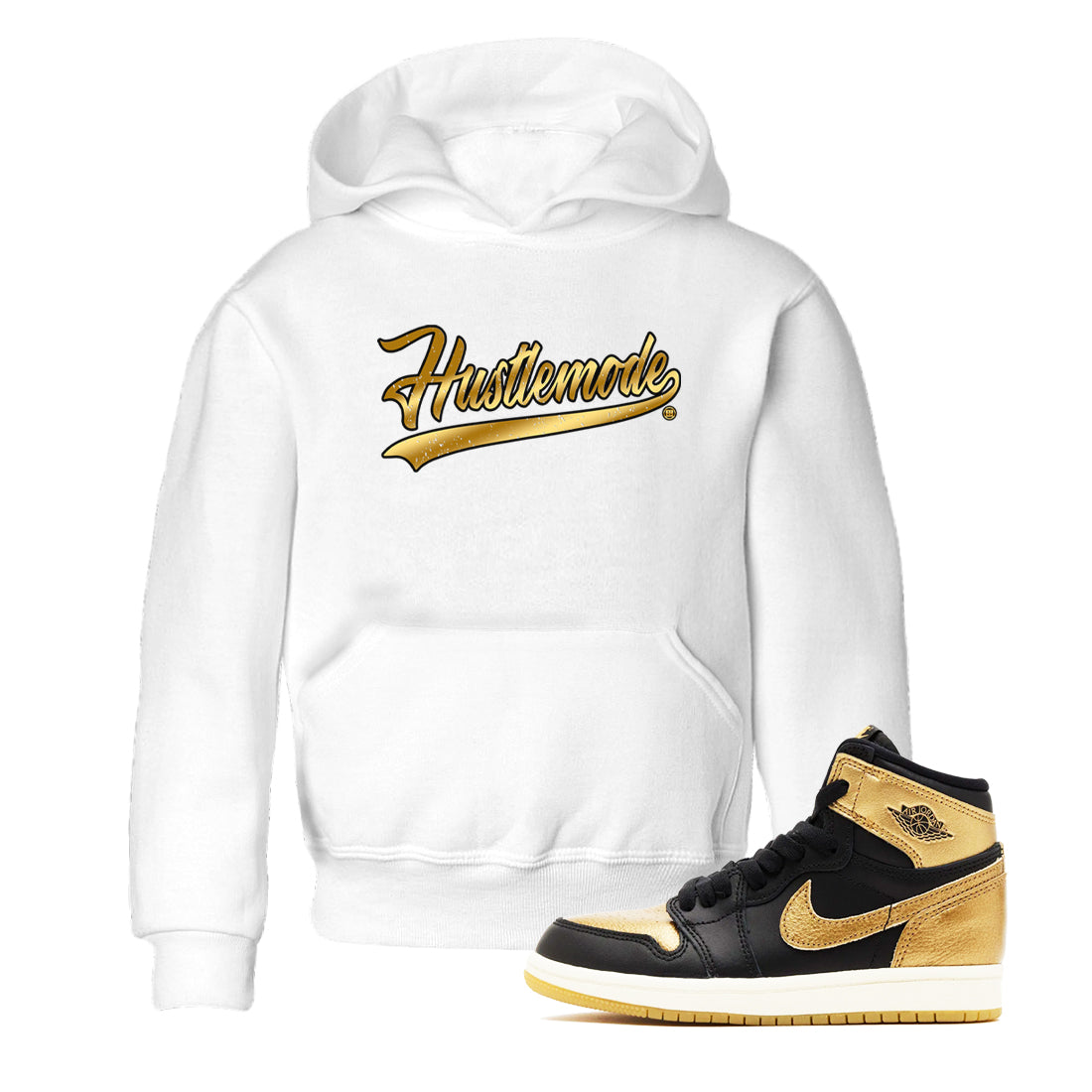 Hustle Mode snkmatch Tees Kids - Air Jordan 1 Black Metallic Gold