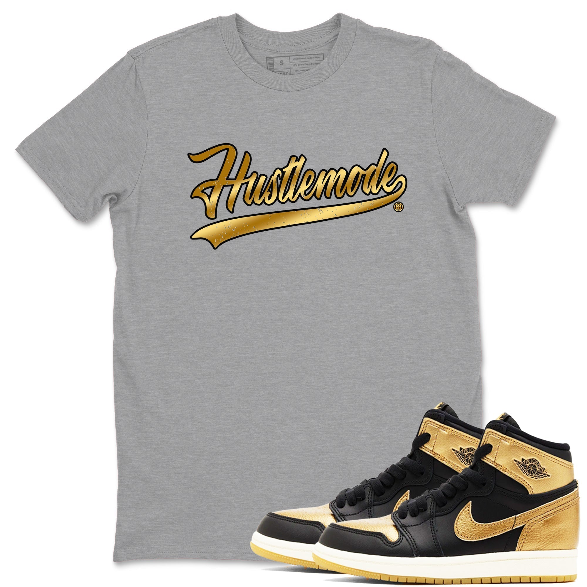 Hustle Mode snkmatch Tees - Air Jordan 1 Black Metallic Gold