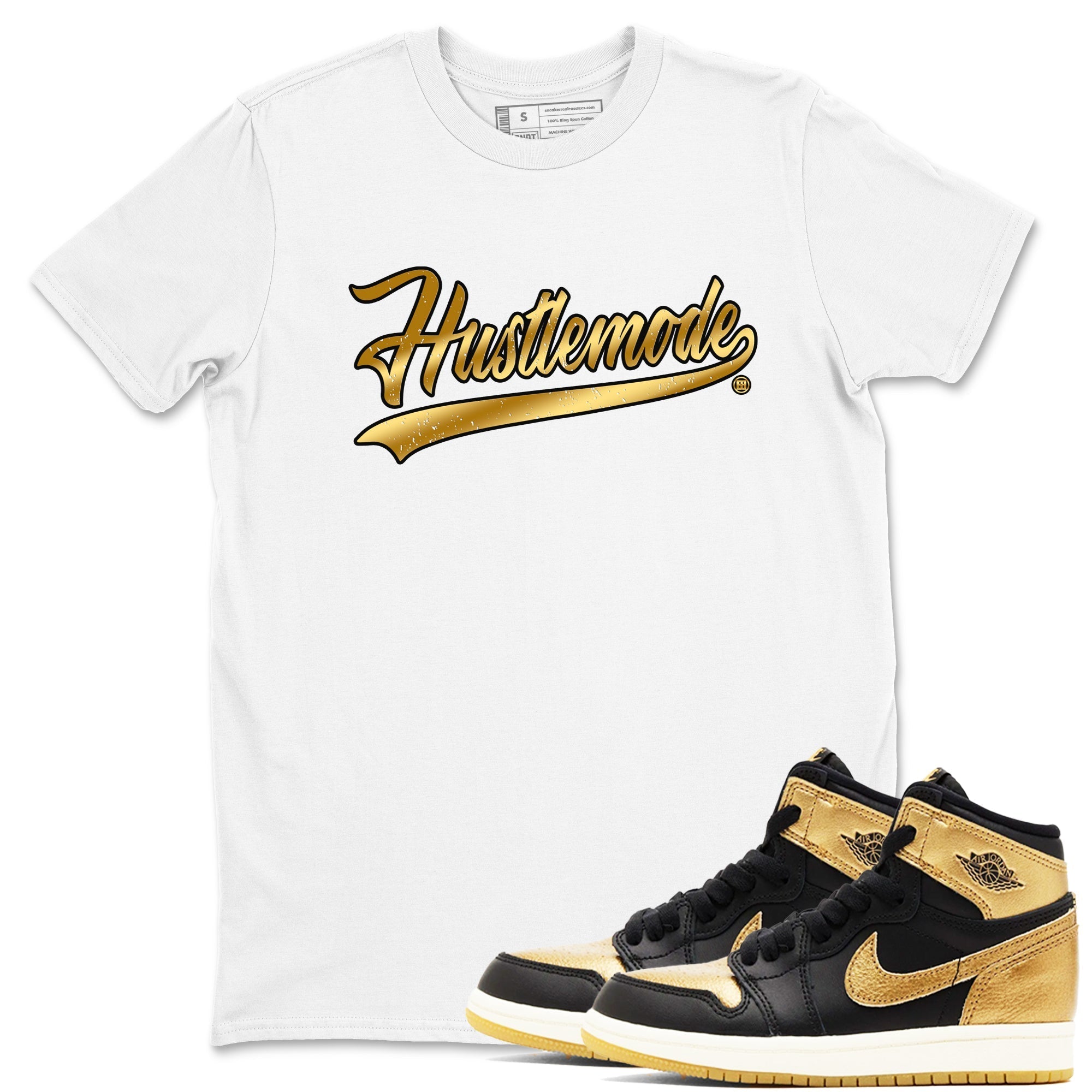 Hustle Mode snkmatch Tees - Air Jordan 1 Black Metallic Gold