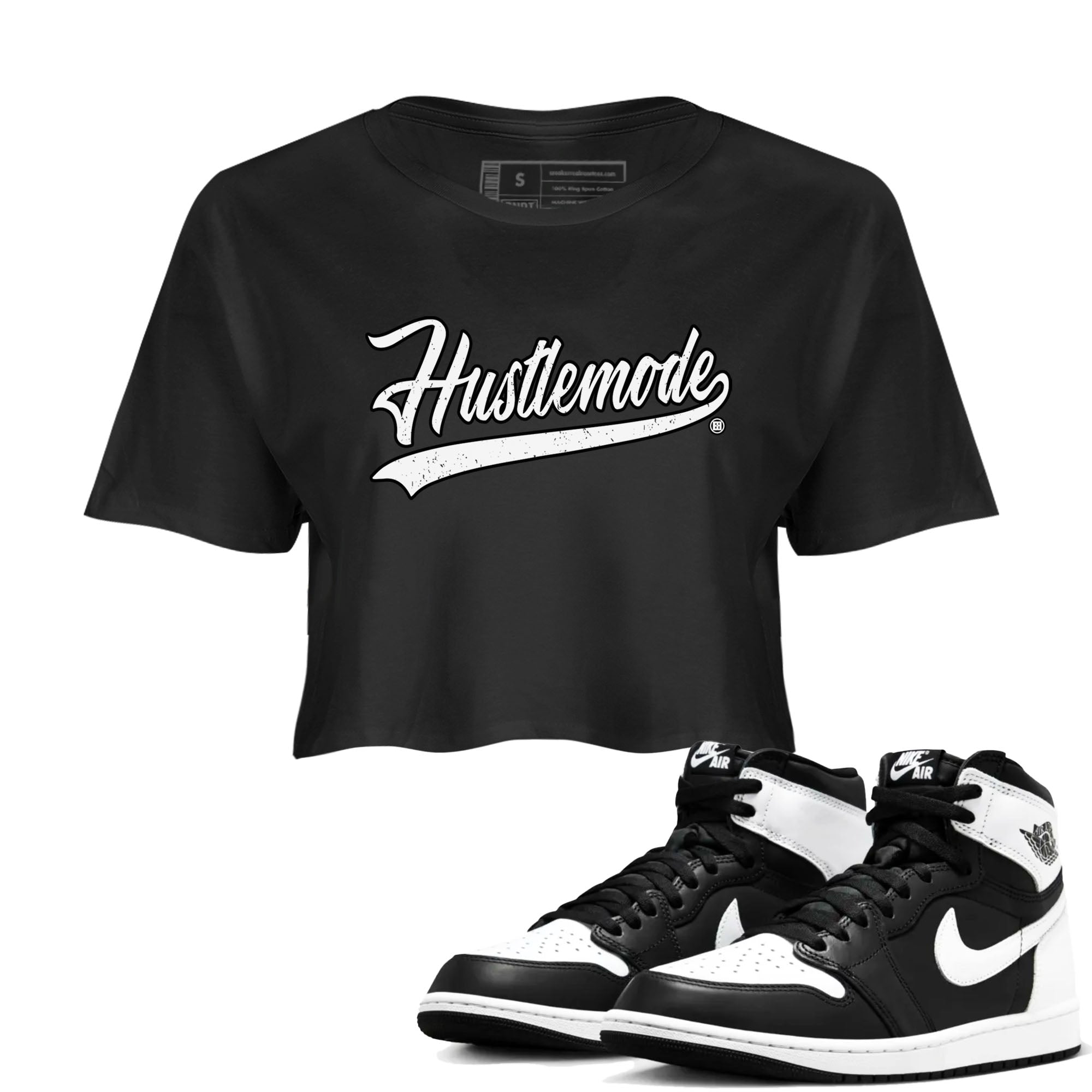 Hustle Mode snkmatch Women's Top - Air Jordan 1 Black White