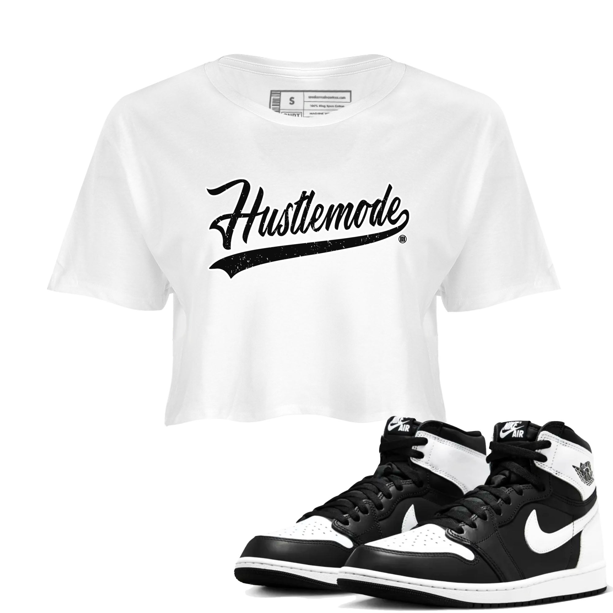 Hustle Mode snkmatch Women's Top - Air Jordan 1 Black White