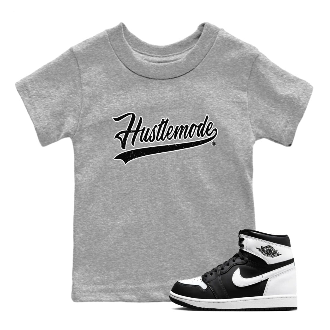 Hustle Mode snkmatch Tees Kids - Air Jordan 1 Black White