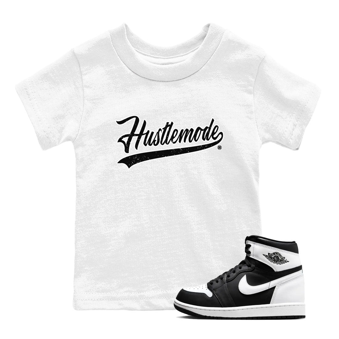 Hustle Mode snkmatch Tees Kids - Air Jordan 1 Black White