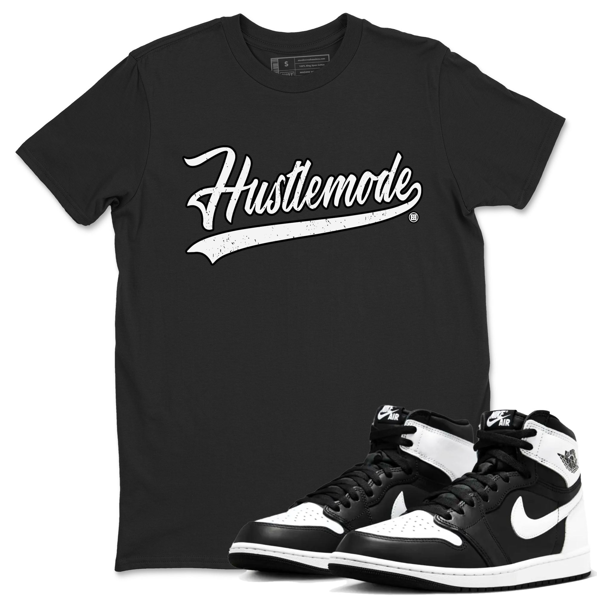 Hustle Mode snkmatch Tees - Air Jordan 1 Black White