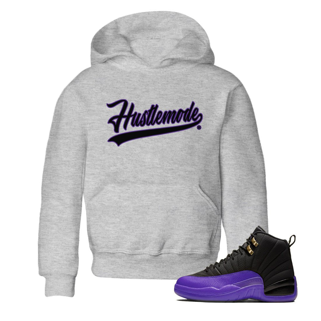 Hustle Mode Kids Tops - Air Jordan 12 Field Purple