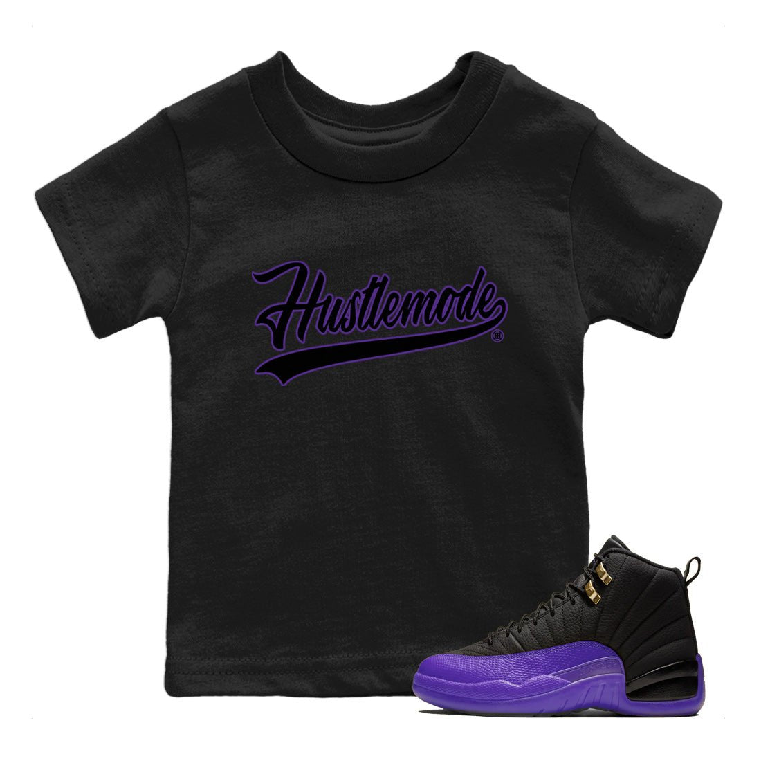 Hustle Mode Kids Tops - Air Jordan 12 Field Purple