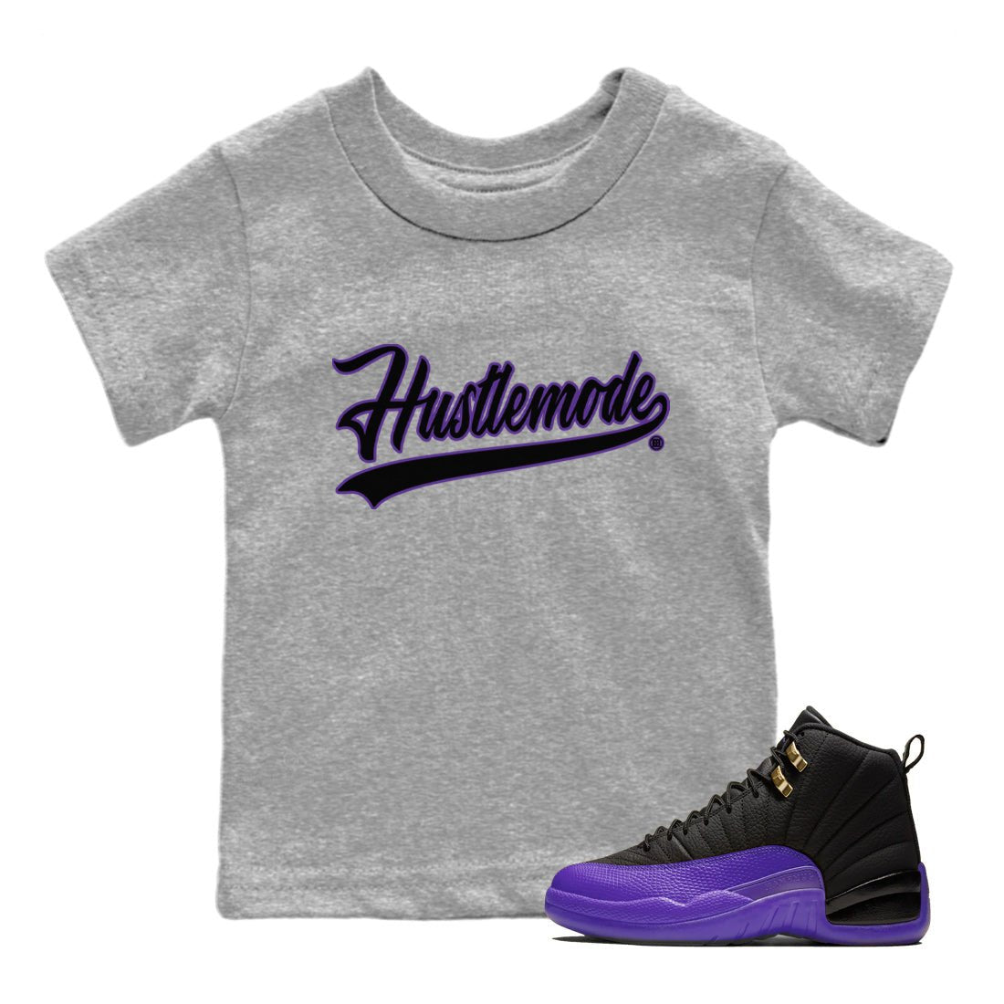 Hustle Mode Kids Tops - Air Jordan 12 Field Purple