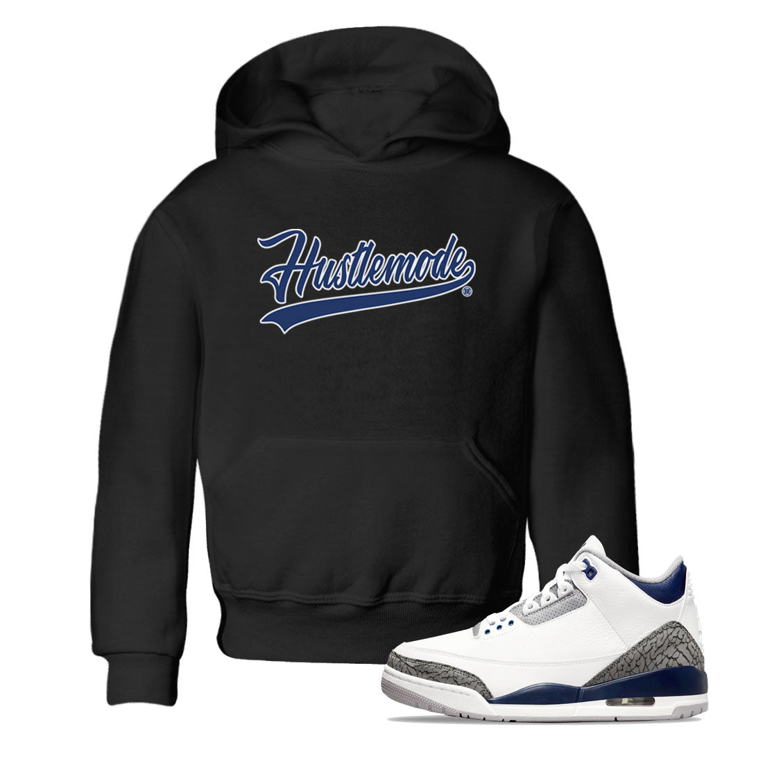 Hustle Mode snkmatch Tees Kids - Air Jordan 3 Midnight Navy 2023