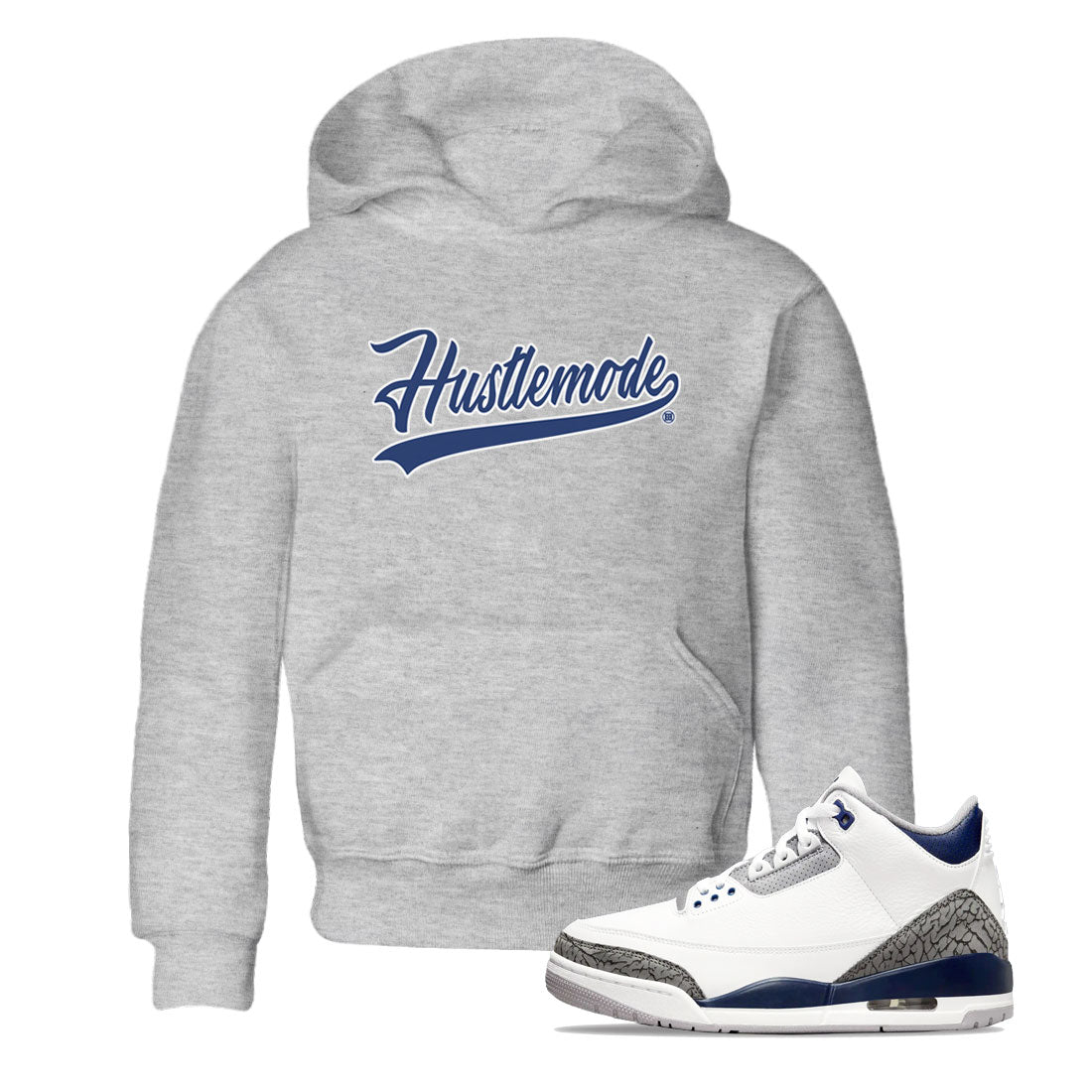 Hustle Mode snkmatch Tees Kids - Air Jordan 3 Midnight Navy 2023