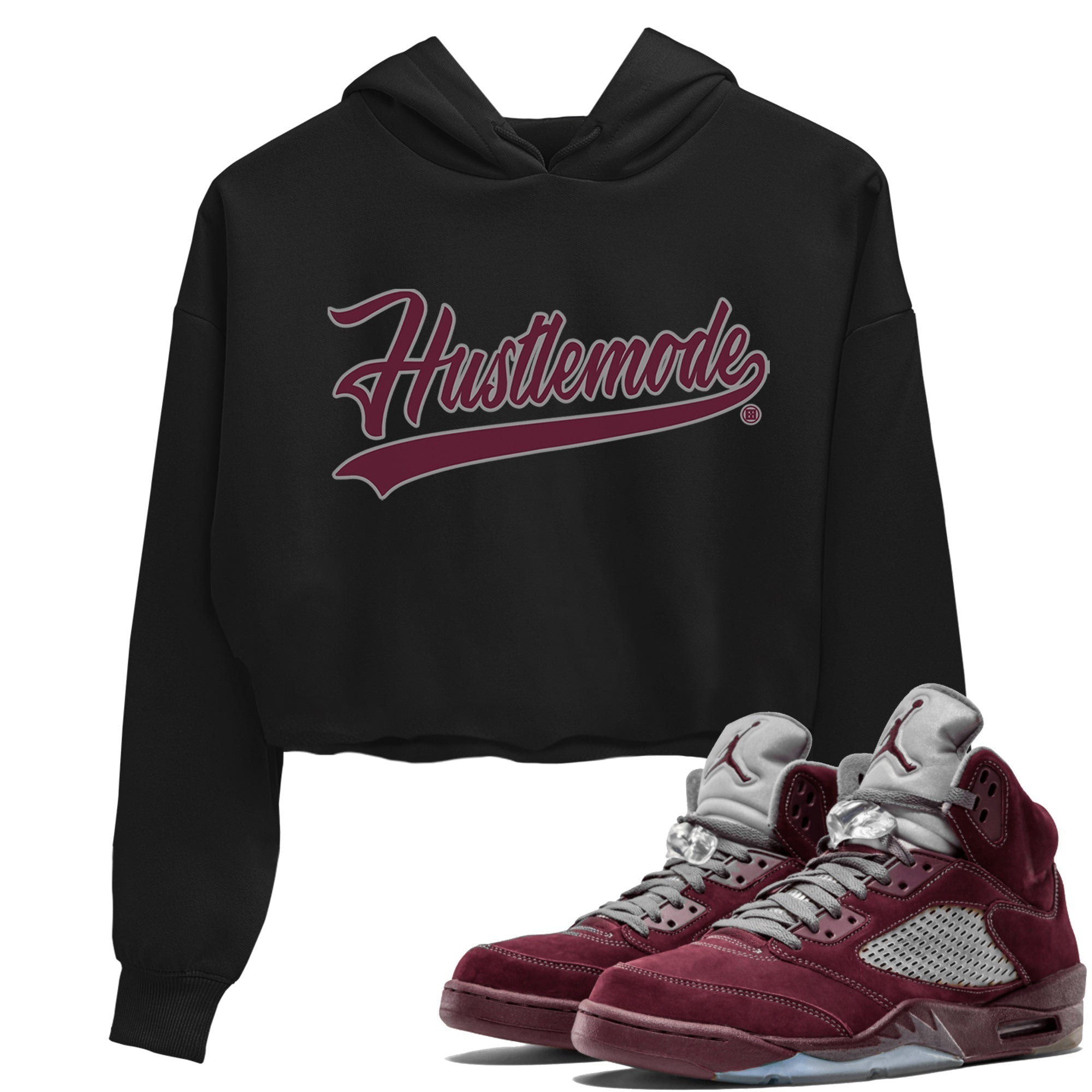 Hustle Mode Women's Tops - Air Jordan 5 Burgundy