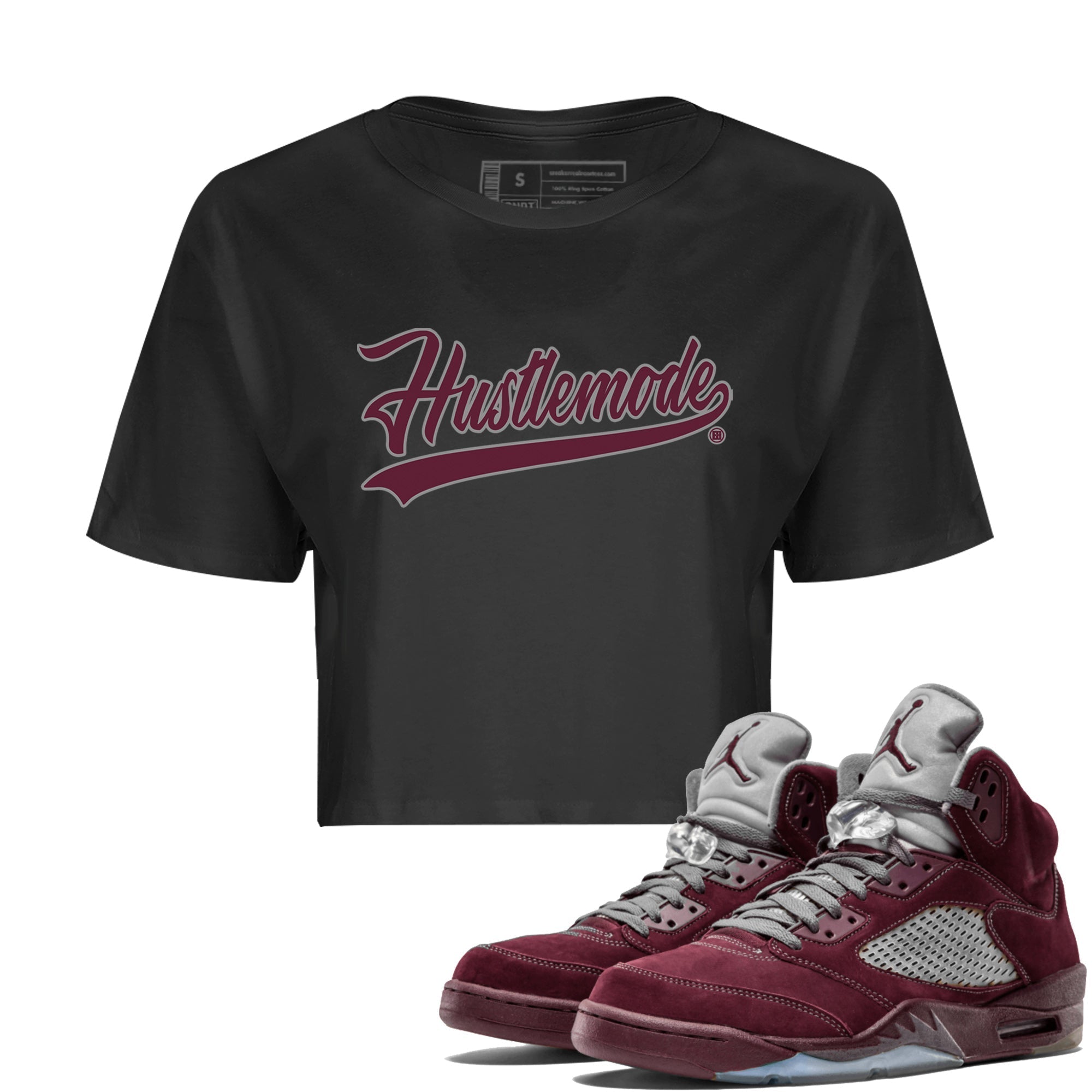 Hustle Mode Women's Tops - Air Jordan 5 Burgundy