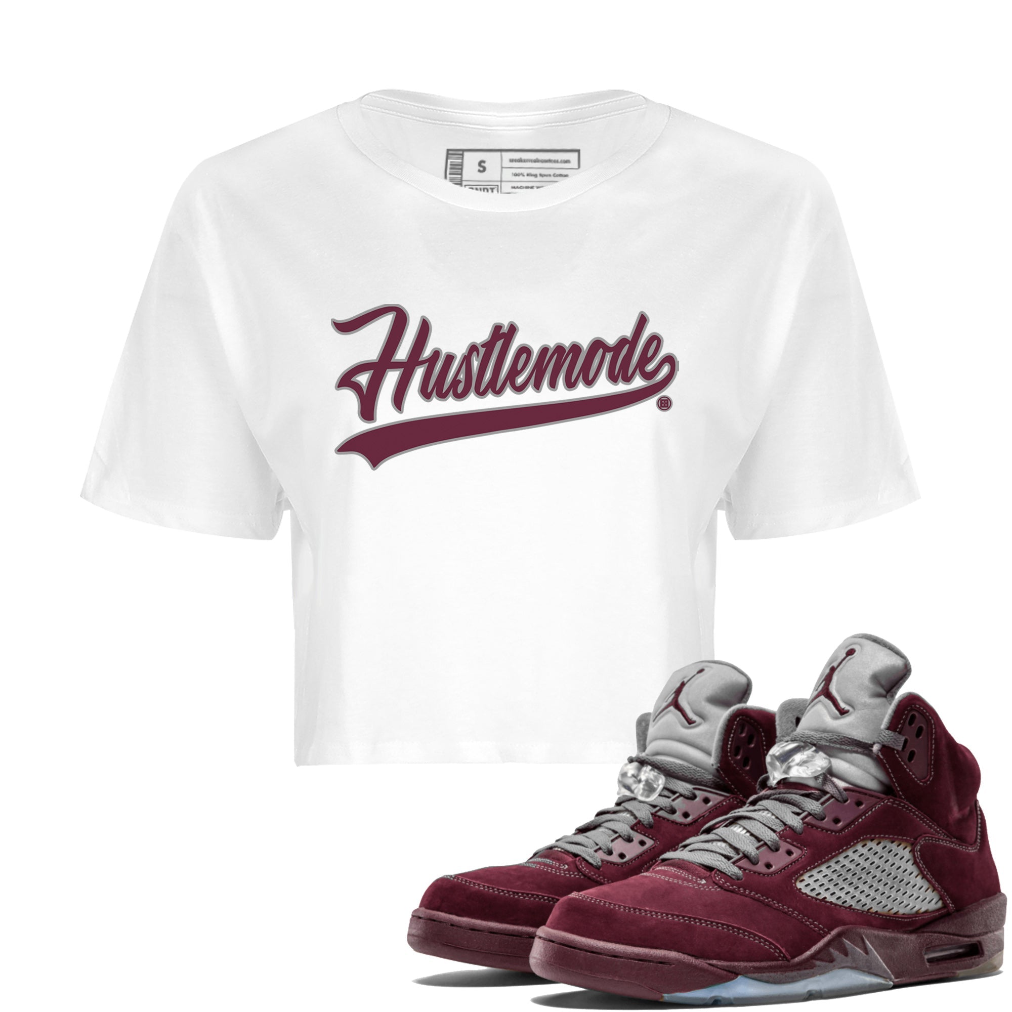 Hustle Mode Women's Tops - Air Jordan 5 Burgundy