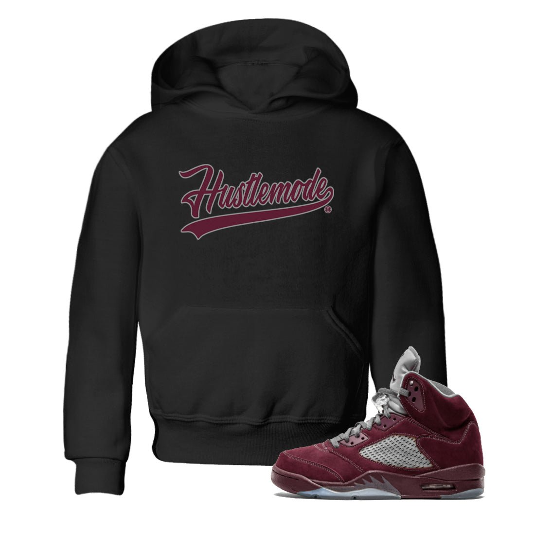 Hustle Mode Kids Tops - Air Jordan 5 Burgundy