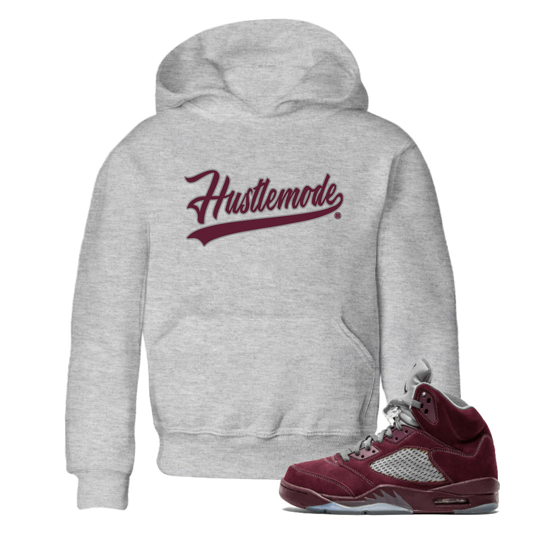 Hustle Mode Kids Tops - Air Jordan 5 Burgundy