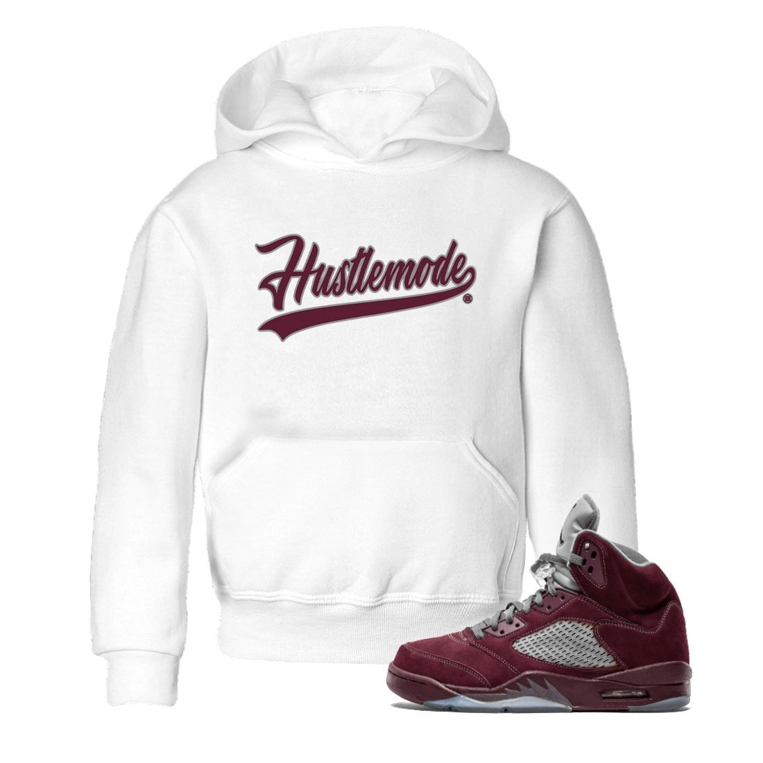 Hustle Mode Kids Tops - Air Jordan 5 Burgundy