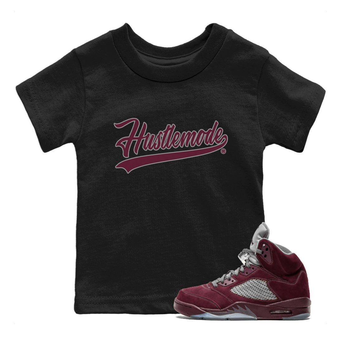 Hustle Mode Kids Tops - Air Jordan 5 Burgundy