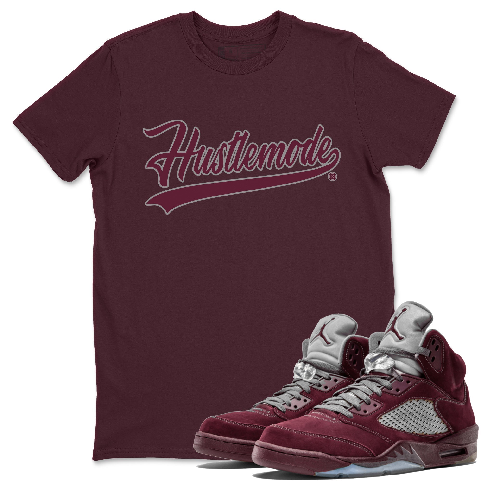 Hustle Mode Unisex Tops - Air Jordan 5 Burgundy