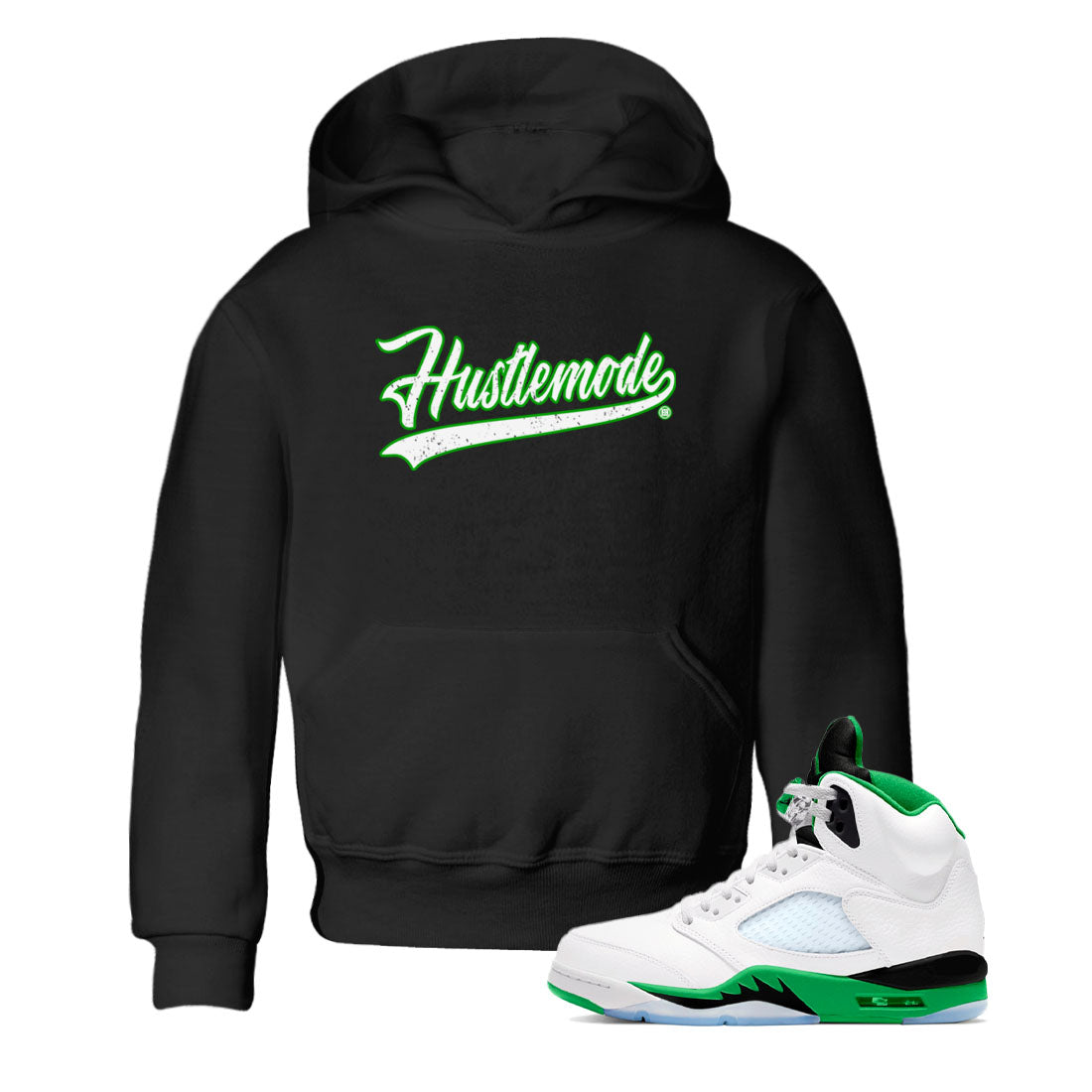 Hustle Mode snkmatch Tees Kids - Air Jordan 5 Lucky Green