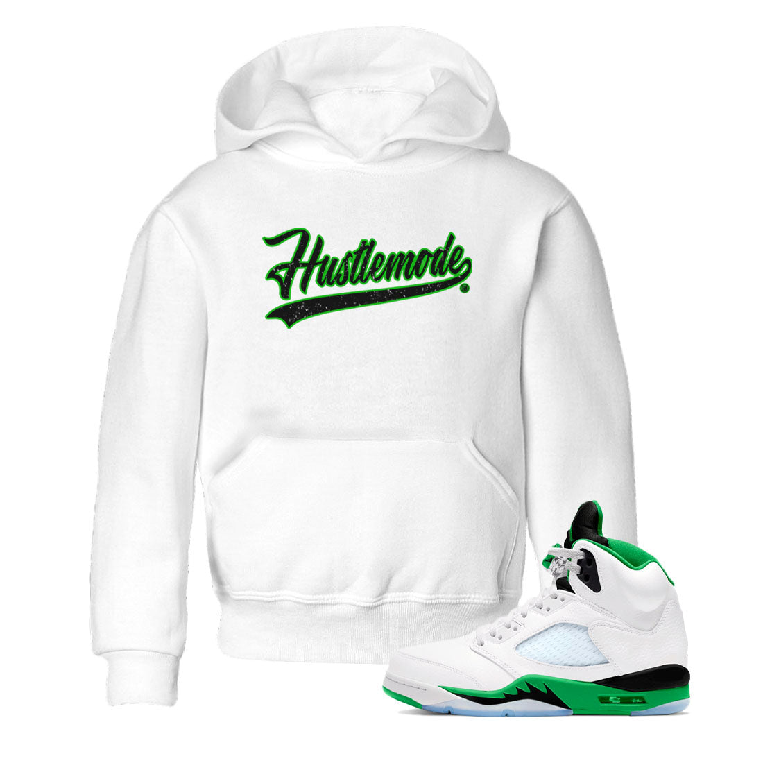 Hustle Mode snkmatch Tees Kids - Air Jordan 5 Lucky Green