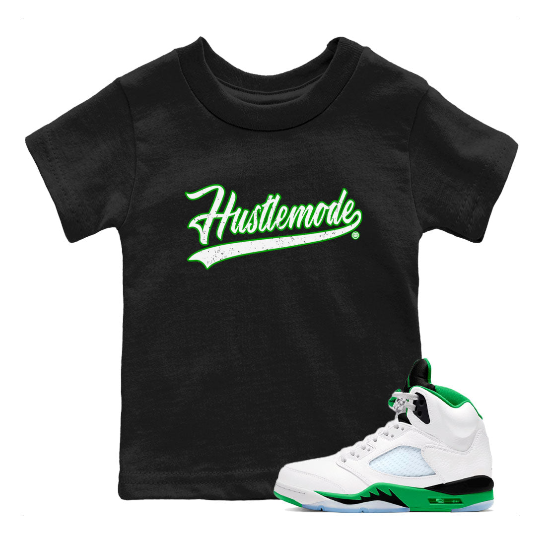 Hustle Mode snkmatch Tees Kids - Air Jordan 5 Lucky Green