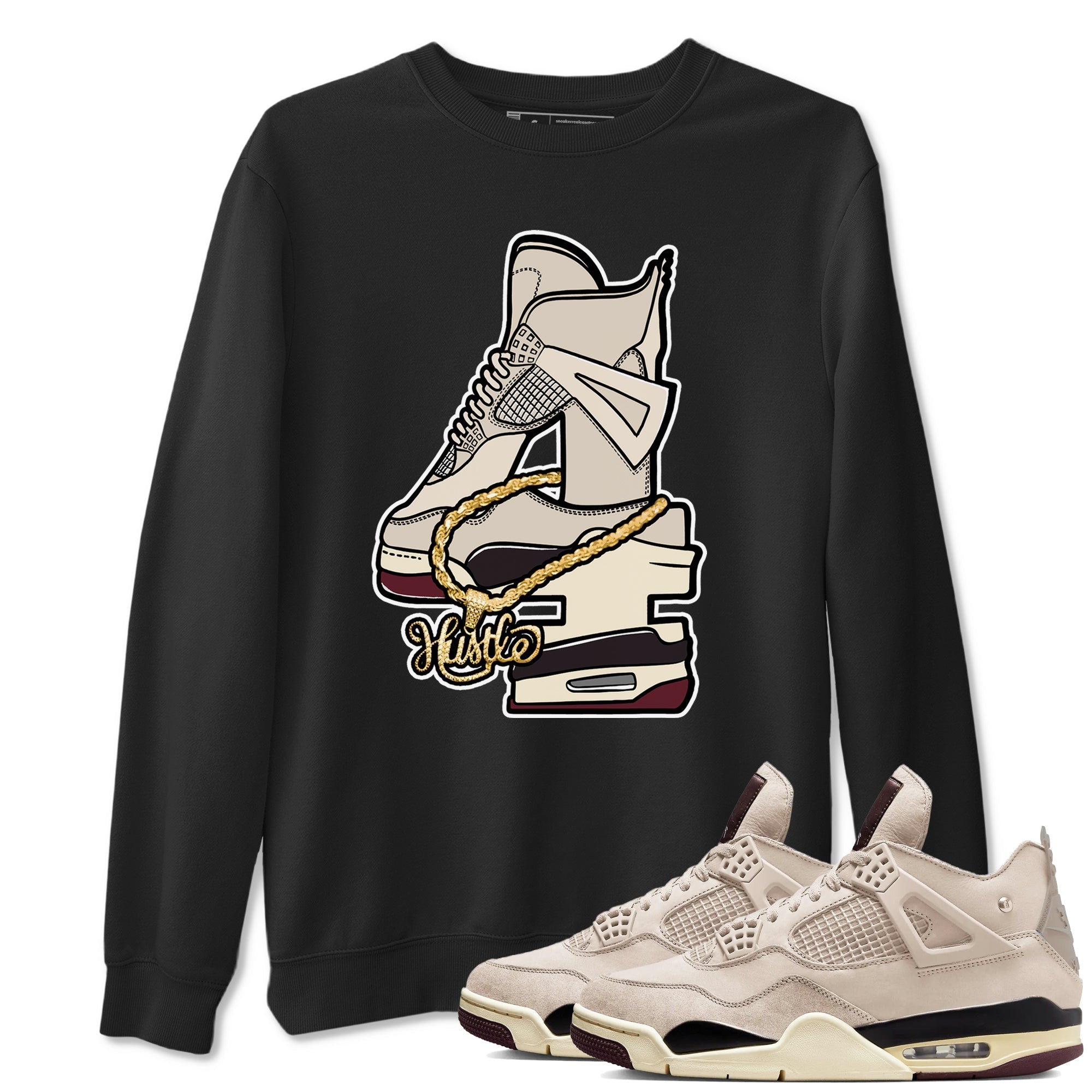 Hustle Number 4 snkmatch Tees - Air Jordan 4 A Ma Maniere x Fossil Stone