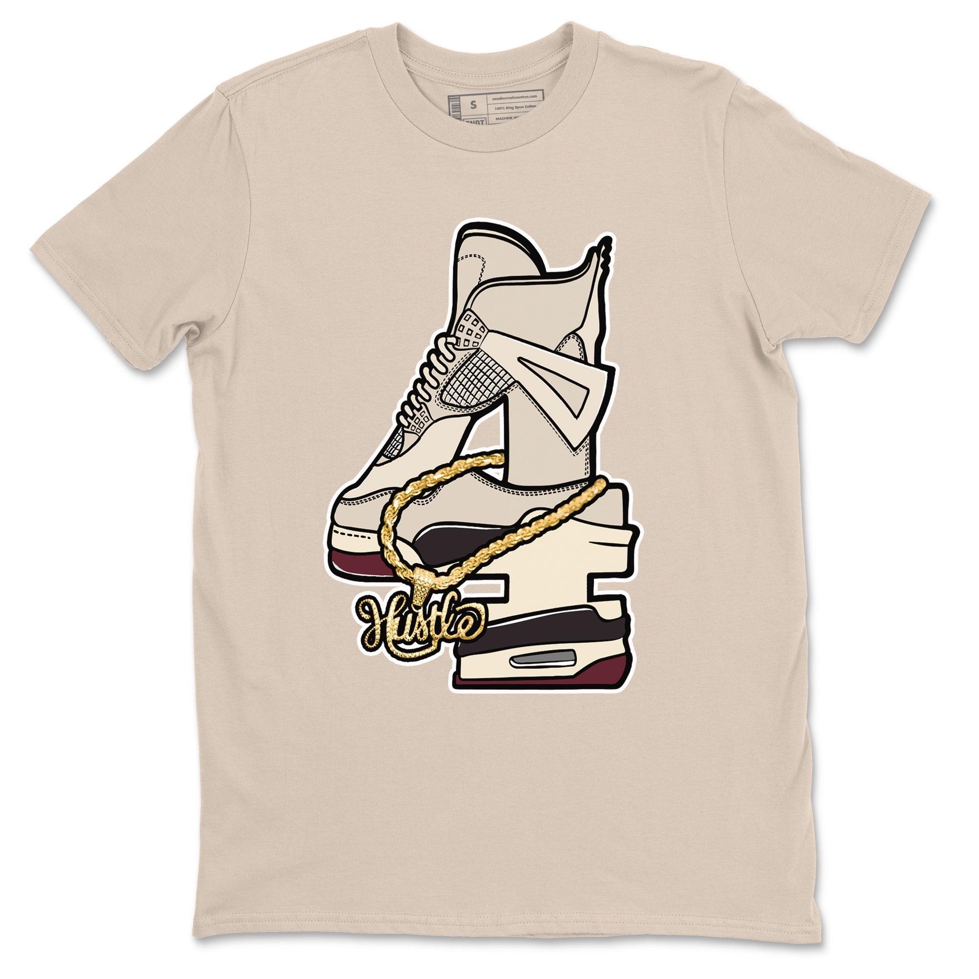 Hustle Number 4 snkmatch Tees - Air Jordan 4 A Ma Maniere x Fossil Stone