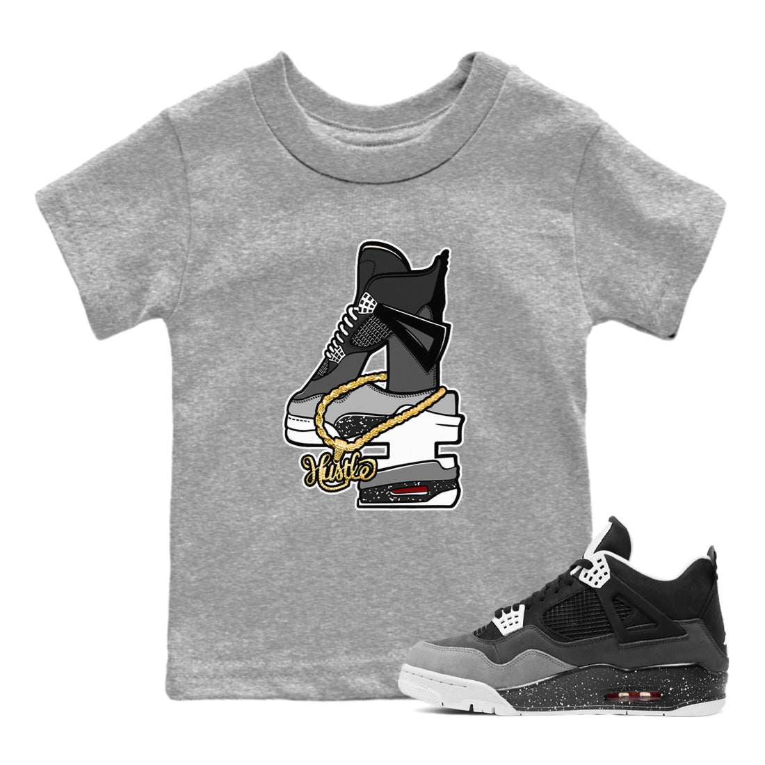 Hustle Number 4 snkmatch Tees Kids - Air Jordan 4 Fear