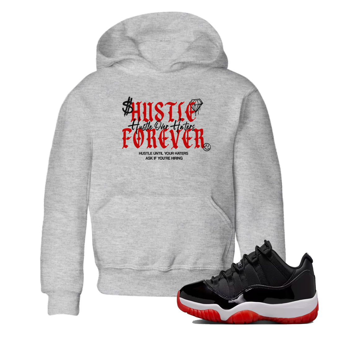 Hustle Over Haters snkmatch Tees Kids - Air Jordan 11 Bred