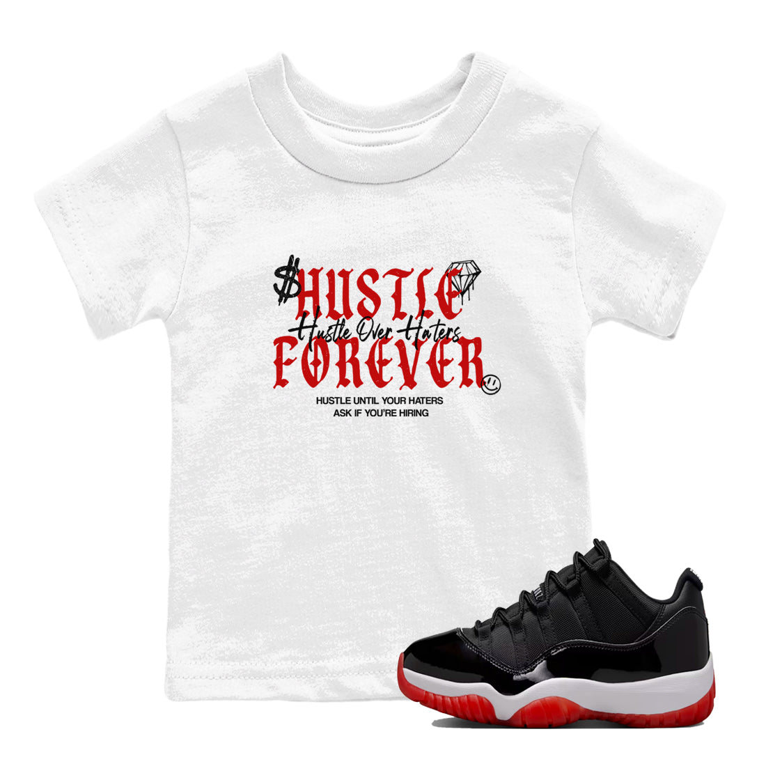 Hustle Over Haters snkmatch Tees Kids - Air Jordan 11 Bred