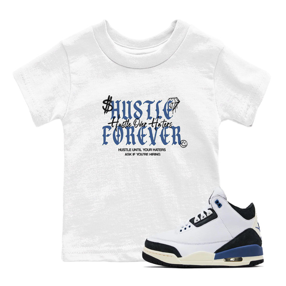 Hustle Over Haters snkmatch Tees Kids - Air Jordan 3 A Ma Maniere x Diffused Blue