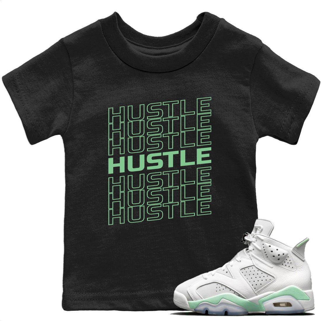Hustle Typo Kids Tops - Air Jordan 6 Mint Foam