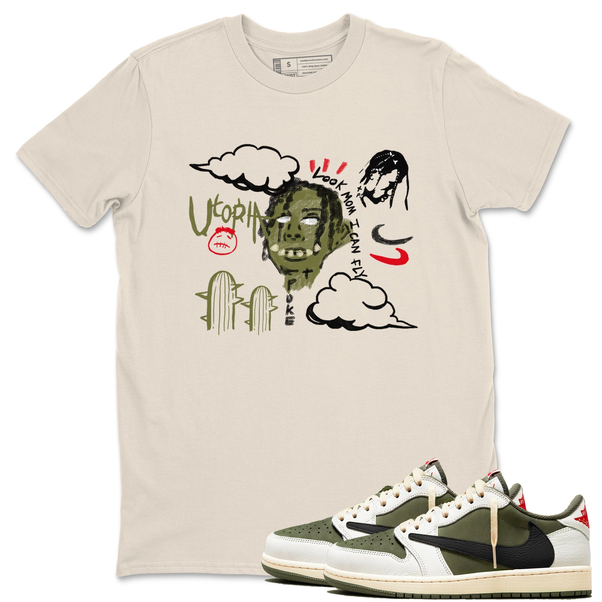 I Can Fly snkmatch Tees - Air Jordan 1 Travis Scott Medium Olive