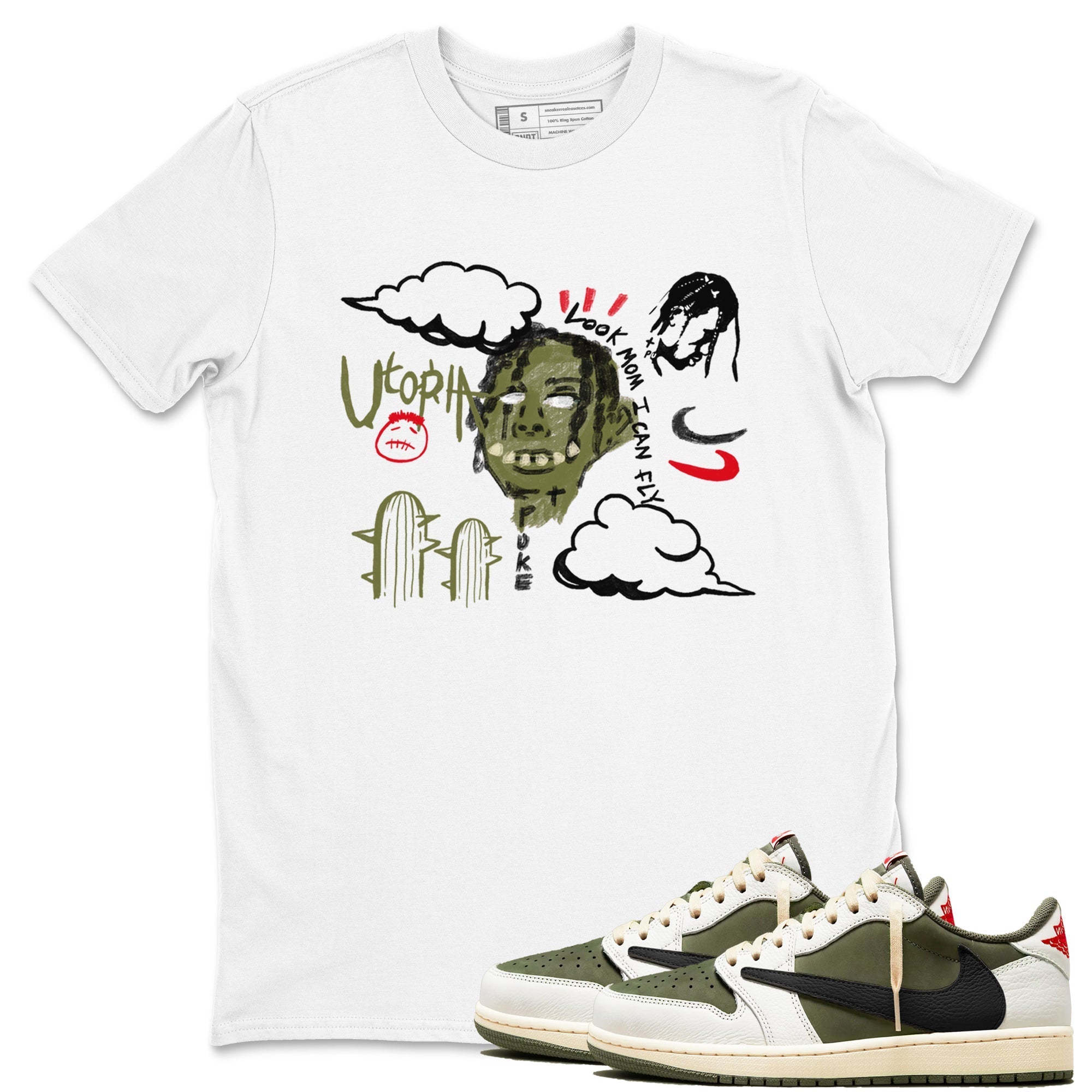 I Can Fly snkmatch Tees - Air Jordan 1 Travis Scott Medium Olive