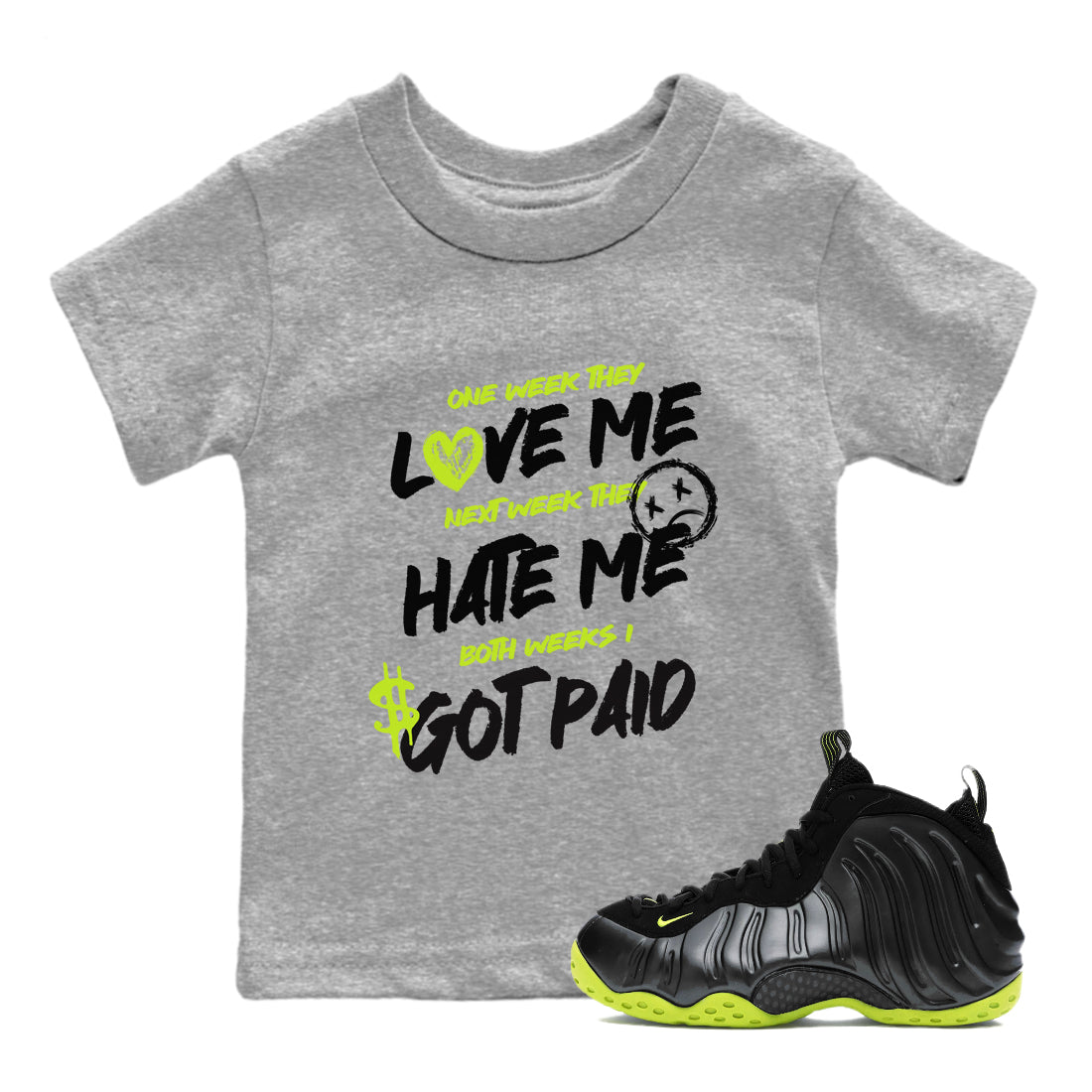 I Got Paid snkmatch Tees Kids - Air Foamposite One Black Volt