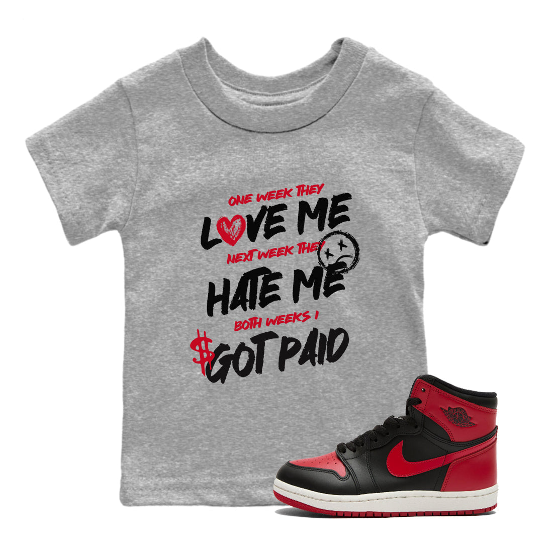 I Got Paid snkmatch Tees Kids - Air Jordan 1 '85 Bred