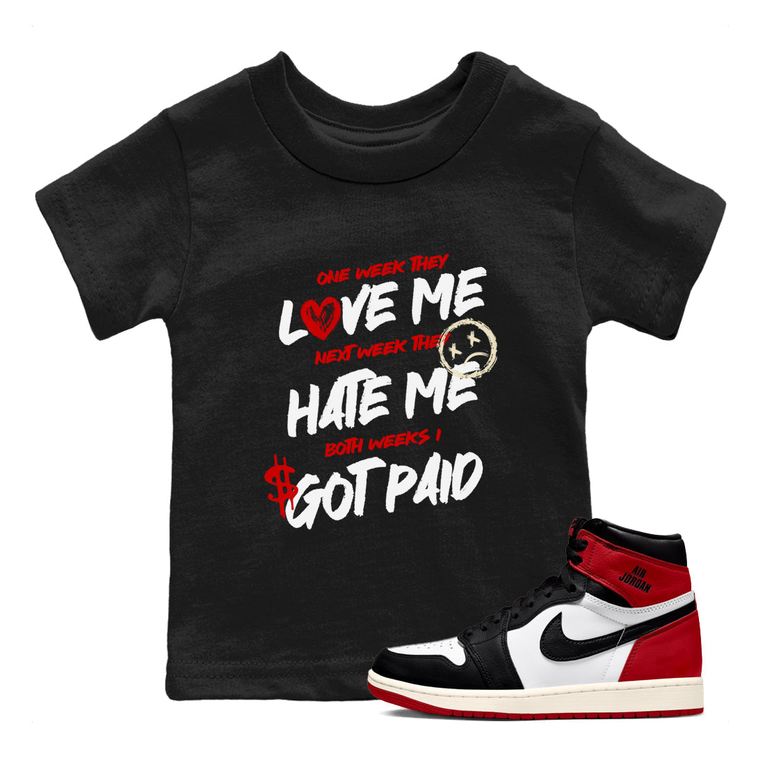 I Got Paid snkmatch Tees Kids - Air Jordan 1 Black Toe Reimagined