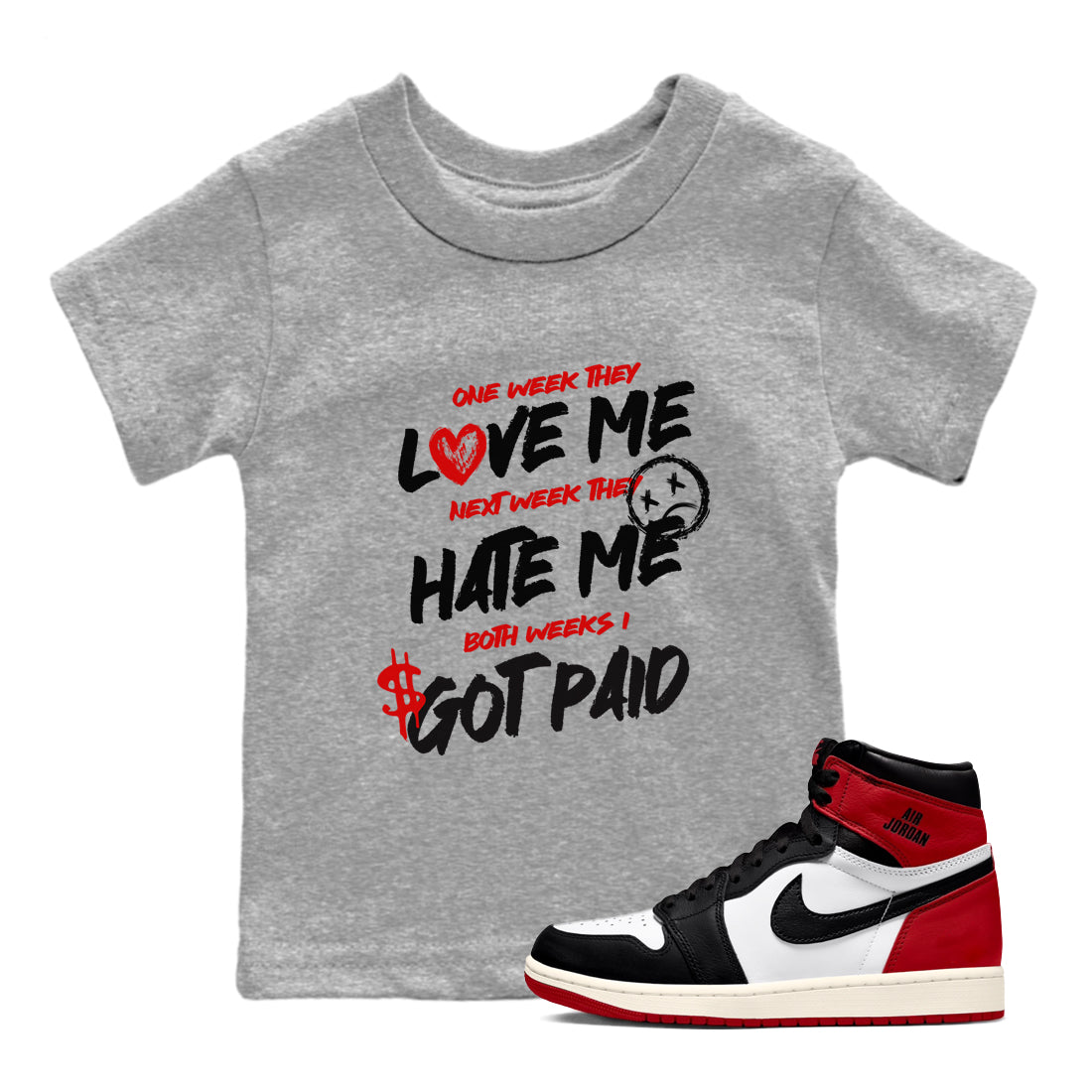 I Got Paid snkmatch Tees Kids - Air Jordan 1 Black Toe Reimagined