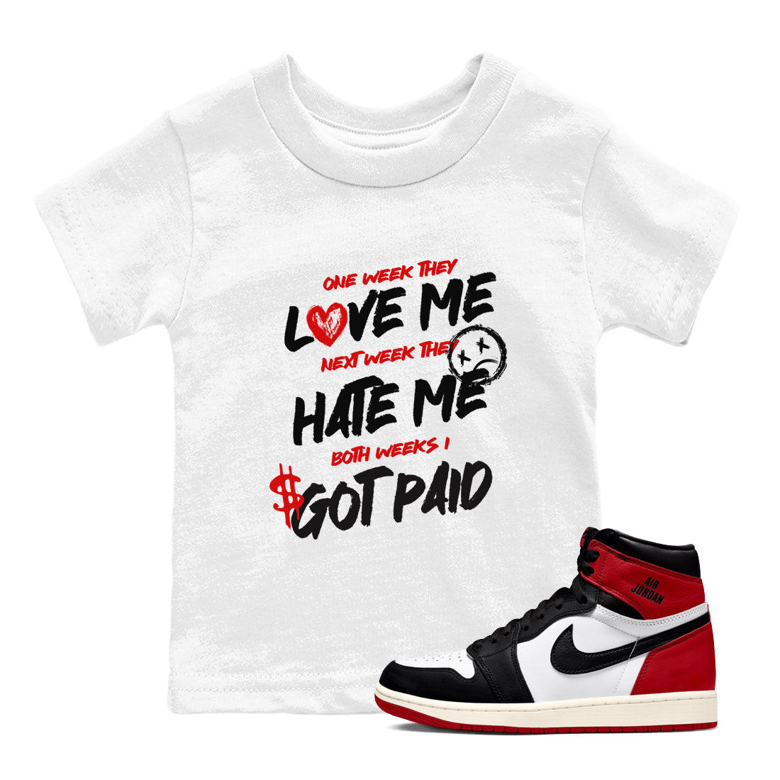 I Got Paid snkmatch Tees Kids - Air Jordan 1 Black Toe Reimagined