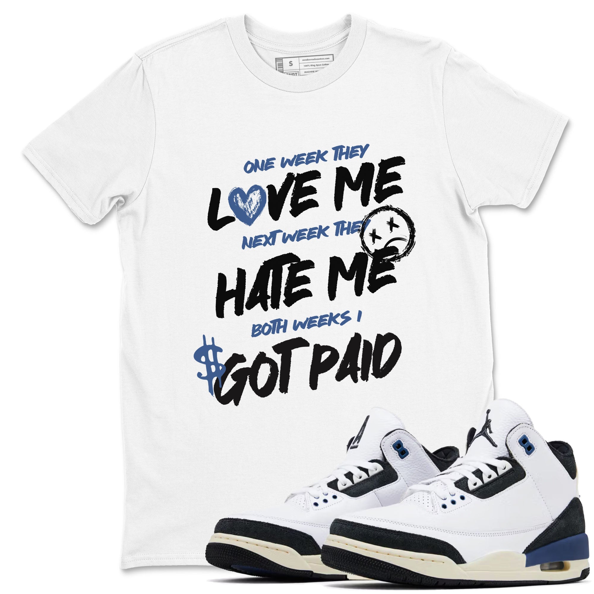 I Got Paid snkmatch Tees - Air Jordan 3 A Ma Maniere x Diffused Blue