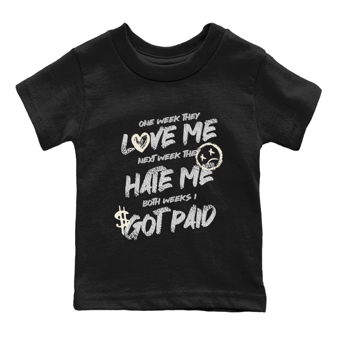 I Got Paid snkmatch Tees Kids - Air Jordan 3 Sail and Cement Grey