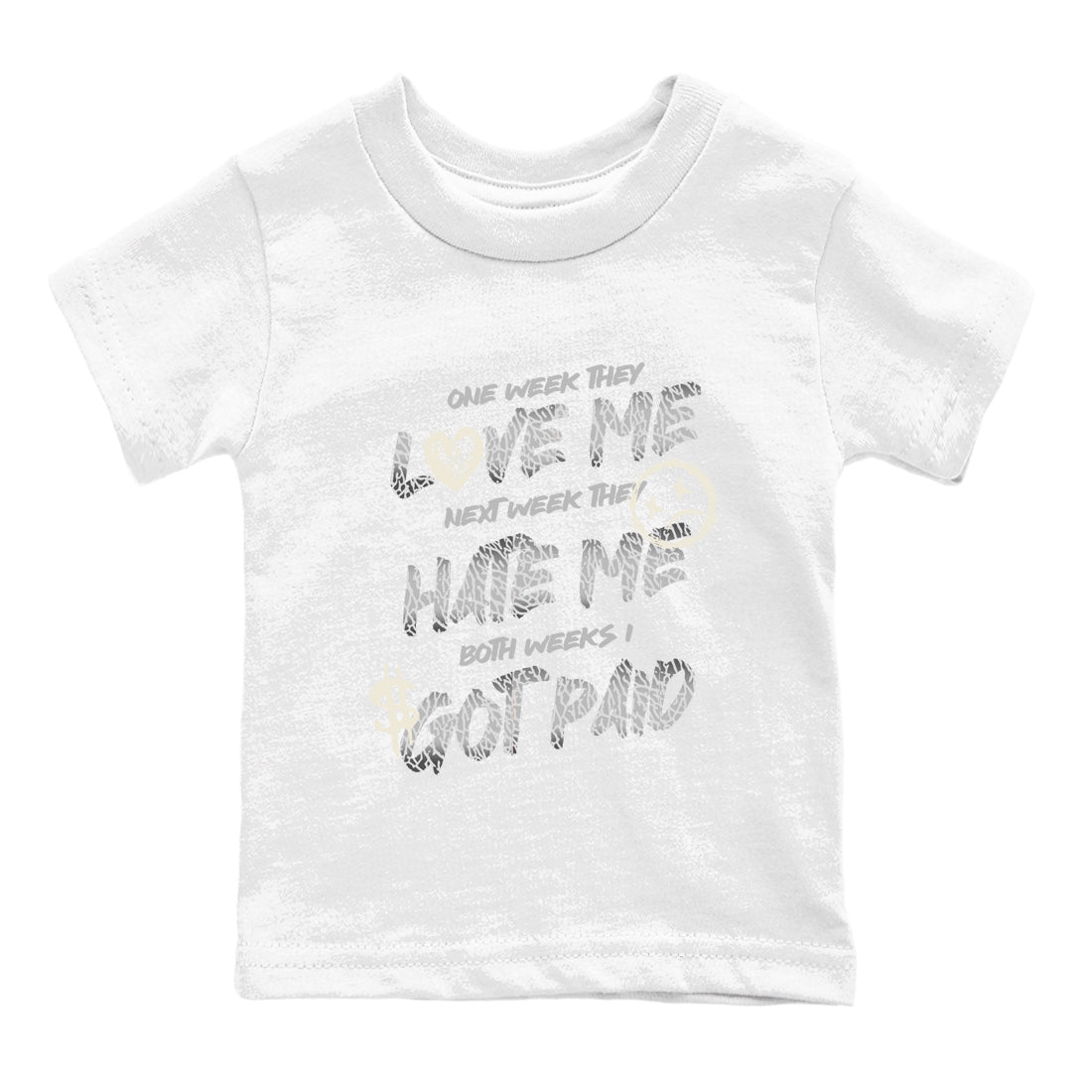 I Got Paid snkmatch Tees Kids - Air Jordan 3 Sail and Cement Grey